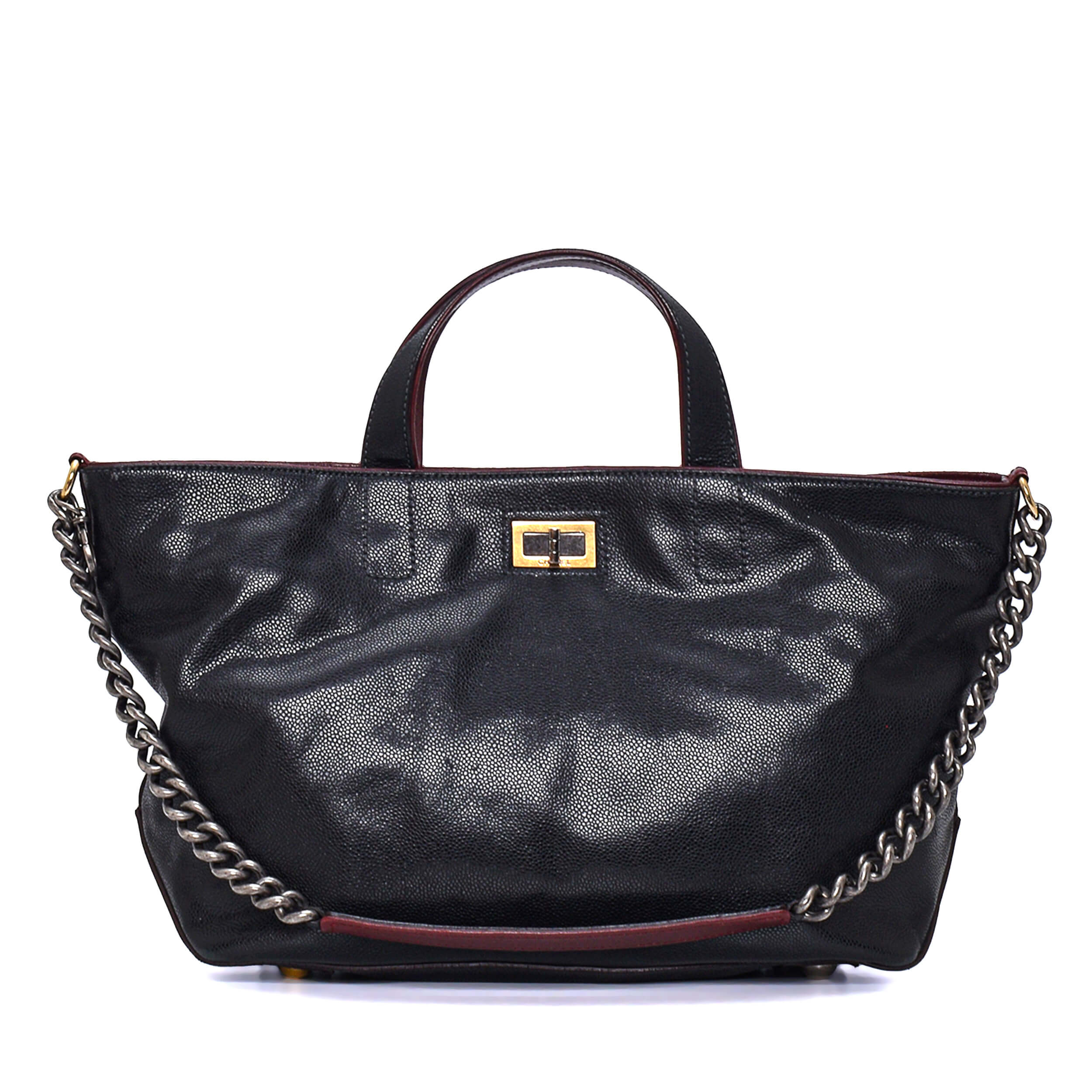 Chanel - Black Caviar Leather Reissue Trapeze Top Handle Bag